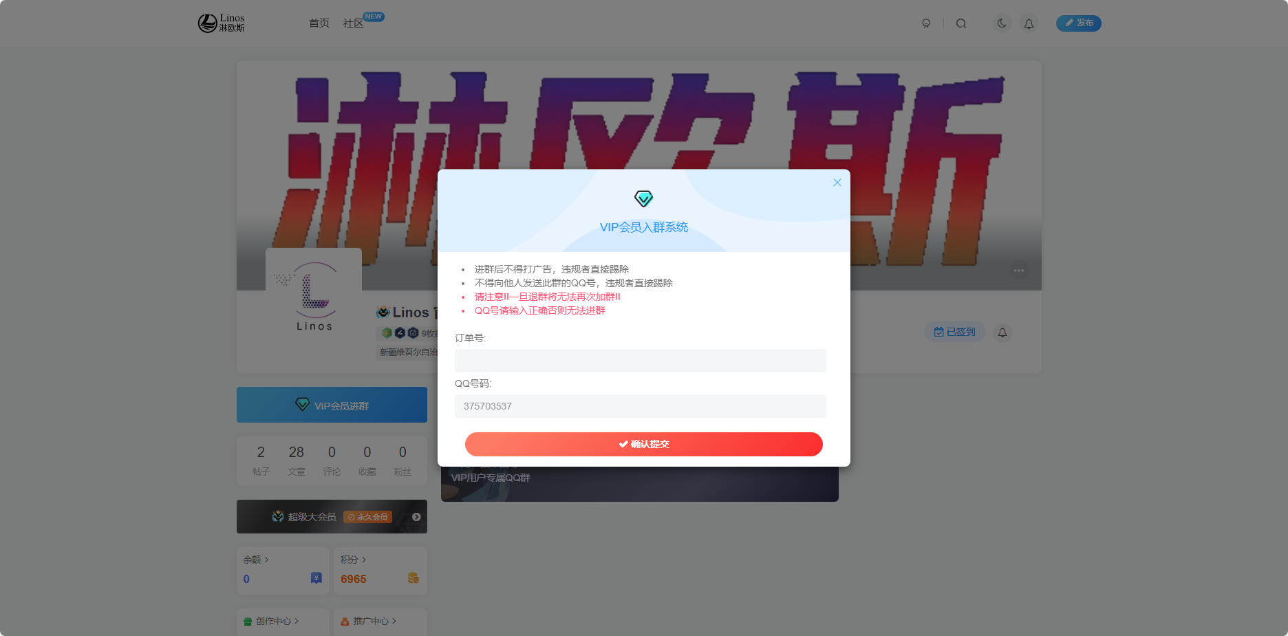 子比主题VIP会员入群验证弹窗插件